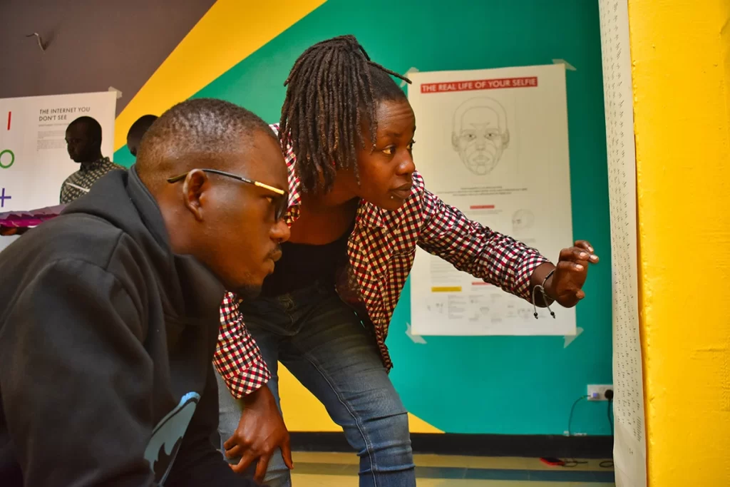 People looking at a chart